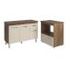Balcão Armário Gabinete Aline 118 cm Savana Off White com Tampo Savana e Balcão Amanda Forno Microondas Savana Off White 