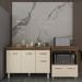 Balcão Armário Gabinete Aline 118 cm Savana Off White com Tampo Savana e Balcão Amanda Forno Microondas Savana Off White 