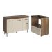 Balcão Armário Gabinete Aline 118 cm Savana Off White com Tampo Savana e Balcão Evelyn Cooktop 4 Bocas Savana Off White 