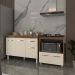 Balcão Armário Gabinete Aline 118 cm Savana Off White com Tampo Savana e Balcão Evelyn Cooktop 4 Bocas Savana Off White 