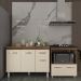Balcão Armário Gabinete Aline 118 cm Savana Off White com Tampo Savana e Balcão Evelyn Cooktop 4 Bocas Savana Off White 