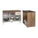 Balcão Armário Gabinete Aline 118 cm Savana Off White com Tampo Savana e Balcão Evelyn Cooktop 4 Bocas Savana Off White 