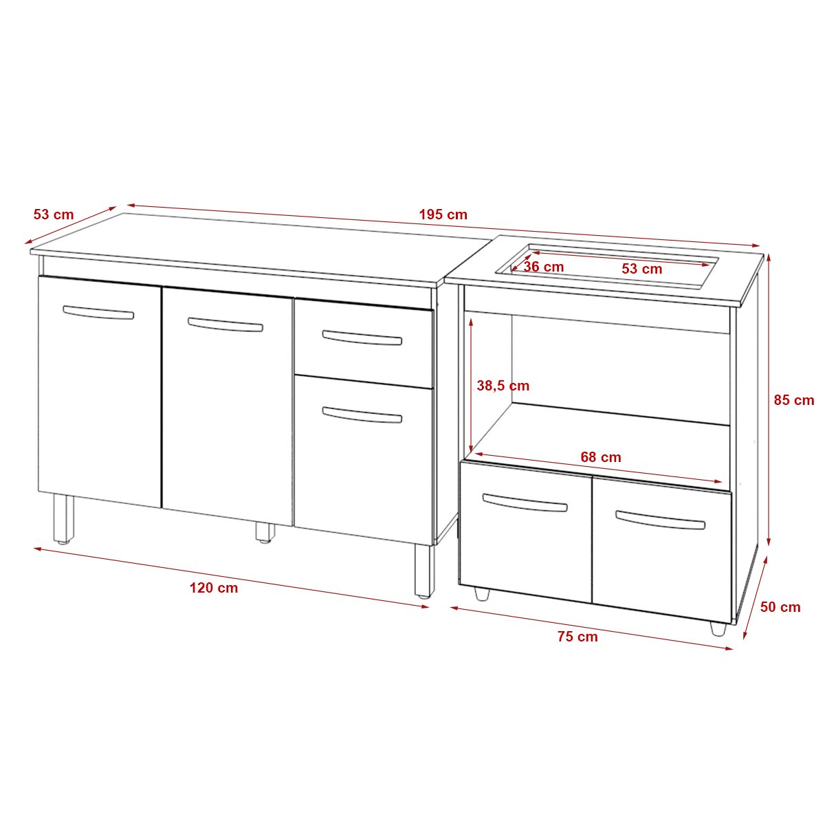 Balcão Armário Gabinete Aline 118 cm Savana Off White com Tampo Savana e Balcão Evelyn Cooktop 4 Bocas Savana Off White 