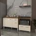 Balcão Armário Gabinete Aline 118 cm Savana Off White com Tampo Savana e Balcão Evelyn Cooktop 5 Bocas Savana Off White 