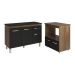 Balcão Armário Gabinete Aline 118 cm Savana Preto com Tampo Preto e Balcão Amanda para Forno e Microondas Savana Preto 