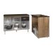 Balcão Armário Gabinete Aline 118 cm Savana Preto com Tampo Preto e Balcão Evelyn para Cooktop 4 Bocas Savana Preto 