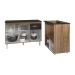 Balcão Armário Gabinete Aline 118 cm Savana Preto com Tampo Preto e Balcão Evelyn para Cooktop 5 Bocas Savana Preto 