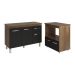Balcão Armário Gabinete Aline 118 cm Savana Preto com Tampo Savana e Balcão Amanda para Forno e Microondas Savana Preto 