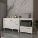 Balcão Armário Gabinete Aline 118 cm com Tampo Tampão e Balcão Amanda para Forno e Microondas Branco 