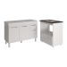 Balcão Armário Gabinete Aline 118 cm com Tampo Tampão e Balcão Evelyn para Cooktop 4 Bocas Branco 