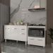 Balcão Armário Gabinete Aline 118 cm com Tampo Tampão e Balcão Evelyn para Cooktop 4 Bocas Branco 
