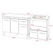 Balcão Armário Gabinete Aline 118 cm com Tampo Tampão e Balcão Evelyn para Cooktop 4 Bocas Branco 