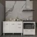 Balcão Armário Gabinete Aline 118 cm com Tampo Tampão e Balcão Evelyn para Cooktop 5 Bocas Branco 