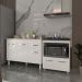 Balcão Armário Gabinete Aline 118 cm com Tampo Tampão e Balcão Evelyn para Cooktop 5 Bocas Branco 