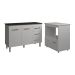 Balcão Armário Gabinete Bruna 118 cm Branco com Tampo Preto e Balcão Amanda para Forno e Microondas Branco 