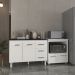 Balcão Armário Gabinete Bruna 118 cm Branco com Tampo Preto e Balcão Amanda para Forno e Microondas Branco 
