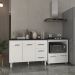 Balcão Armário Gabinete Bruna 118 cm Branco com Tampo Preto e Balcão Evelyn para Cooktop 4 Bocas Branco 
