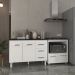 Balcão Armário Gabinete Bruna 118 cm Branco com Tampo Preto e Balcão Evelyn para Cooktop 5 Bocas Branco 