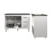 Balcão Armário Gabinete Bruna 118 cm Branco com Tampo Preto e Balcão Evelyn para Cooktop 5 Bocas Branco 