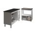 Balcão Armário Gabinete Bruna 118 cm Branco com Tampo Preto e Balcão Evelyn para Cooktop 5 Bocas Branco 
