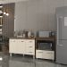 Balcão Armário Gabinete Bruna 118 cm Savana Off White com Tampo Savana e Balcão Amanda Forno Microondas Savana Off White 