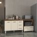 Balcão Armário Gabinete Bruna 118 cm Savana Off White com Tampo Savana e Balcão Amanda Forno Microondas Savana Off White 