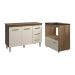 Balcão Armário Gabinete Bruna 118 cm Savana Off White com Tampo Savana e Balcão Evelyn Cooktop 4 Bocas Savana Off White 