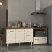 Balcão Armário Gabinete Bruna 118 cm Savana Off White com Tampo Savana e Balcão Evelyn Cooktop 4 Bocas Savana Off White 