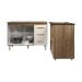 Balcão Armário Gabinete Bruna 118 cm Savana Off White com Tampo Savana e Balcão Evelyn Cooktop 5 Bocas Savana Off White 
