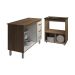Balcão Armário Gabinete Bruna 118 cm Savana Off White com Tampo Savana e Balcão Evelyn Cooktop 5 Bocas Savana Off White 
