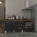 Balcão Armário Gabinete Bruna 118 cm Savana Preto com Tampo Preto e Balcão Evelyn para Cooktop 4 Bocas Savana Preto 