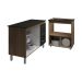 Balcão Armário Gabinete Bruna 118 cm Savana Preto com Tampo Preto e Balcão Evelyn para Cooktop 5 Bocas Savana Preto 