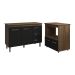 Balcão Armário Gabinete Bruna 118 cm Savana Preto com Tampo Savana e Balcão Amanda para Forno e Microondas Savana Preto 