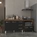 Balcão Armário Gabinete Bruna 118 cm Savana Preto com Tampo Savana e Balcão Evelyn para Cooktop 4 Bocas Savana Preto 
