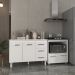 Balcão Armário Gabinete Bruna 118 cm com Tampo Tampão e Balcão Evelyn para Cooktop 4 Bocas Branco 
