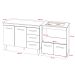 Balcão Armário Gabinete Bruna 118 cm com Tampo Tampão e Balcão Evelyn para Cooktop 4 Bocas Branco 
