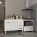 Balcão Armário Gabinete Bruna 118 cm com Tampo Tampão e Balcão Evelyn para Cooktop 5 Bocas Branco 