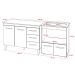 Balcão Armário Gabinete Bruna 118 cm com Tampo Tampão e Balcão Evelyn para Cooktop 5 Bocas Branco 