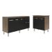 Balcão Armário Gabinete Para Pia 138 cm Camila e Balcão Fran Para Cooktop 4 Bocas Savana Preto 