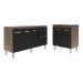 Balcão Armário Gabinete Para Pia 138 cm Camila e Balcão Para Cooktop 5 Bocas Fran Savana Preto 