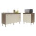 Balcão Armário Gabinete Para Pia 138 cm Camila e Balcão Para Microondas ou Forno Elétrico Jane Savana Off White 