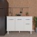 Balcão Armário Gabinete Para Pia de Cozinha 118 cm Aline 3 Portas e 1 Gaveta Branco 