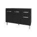 Balcão Armário Gabinete Para Pia de Cozinha 118 cm Aline 3 Portas e 1 Gaveta Preto 
