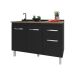Balcão Armário Gabinete Para Pia de Cozinha 118 cm Aline 3 Portas e 1 Gaveta Preto 