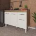 Balcão Armário Gabinete Para Pia de Cozinha 118 cm Aline 3 Portas e 1 Gaveta Savana Off White 