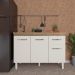 Balcão Armário Gabinete Para Pia de Cozinha 118 cm Aline 3 Portas e 1 Gaveta Savana Off White 