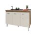 Balcão Armário Gabinete Para Pia de Cozinha 118 cm Aline 3 Portas e 1 Gaveta Savana Off White 