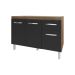 Balcão Armário Gabinete Para Pia de Cozinha 118 cm Aline 3 Portas e 1 Gaveta Savana Preto 