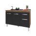 Balcão Armário Gabinete Para Pia de Cozinha 118 cm Aline 3 Portas e 1 Gaveta Savana Preto 