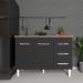 Balcão Armário Gabinete Para Pia de Cozinha 118 cm Bruna 2 Portas e 3 Gaveta Preto 